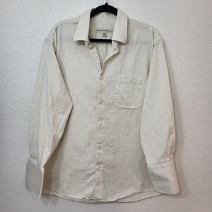 Pronto Uomo Big Tall Non Iron Neck 17 32/33 Slim Fit 100% Cotton Off-White Shirt